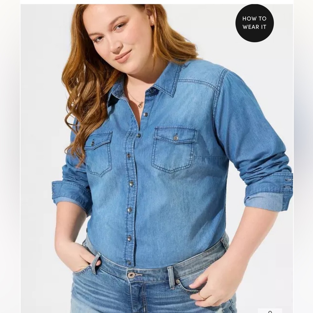 Torrid Denim Button Down Shirt  6x/30